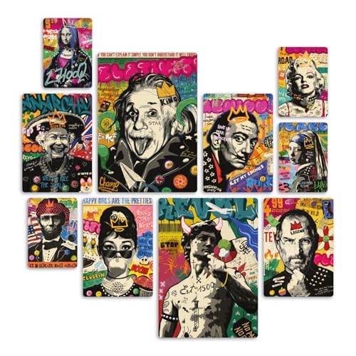 Giallobus - Set 10 quadri Multi pannello - Personaggi famosi punk - Legno Mdf - - 2 x 29,7x42cm - 4 x 21x29,7cm - 4 x 14,85x21cm - - Pronti da appendere - Quadri moderni per la casa
