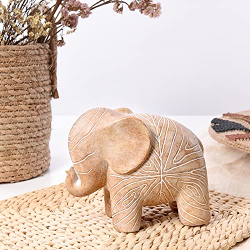 Kakizzy Elephant Sculpture Home Decor, African Sculpture Statue Animal Figurines Desktop Bookshelf Decoration Resin Elephant Figurines Decor Modern Accent For Living Room（1Pack, Small ） #TOP3