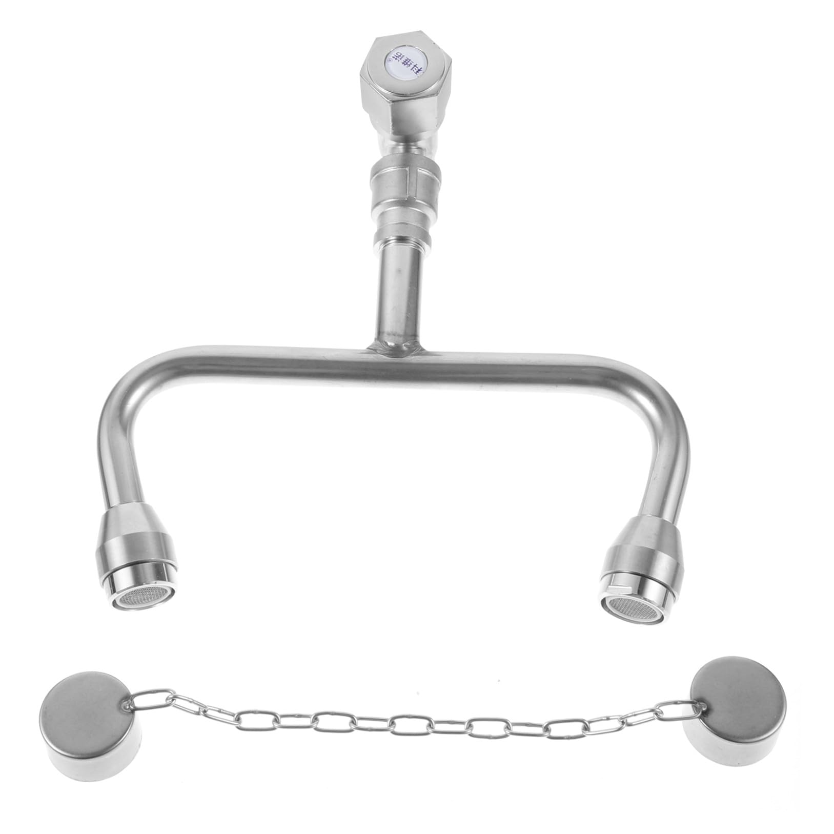 PLAFOPE Augendusche für Spülbeckenmontage aus Edelstahl mit Freihändiger Bedienung und Wasserhahnanschluss Geeignet für Kleine Büros und Industrieanlagen in Silber