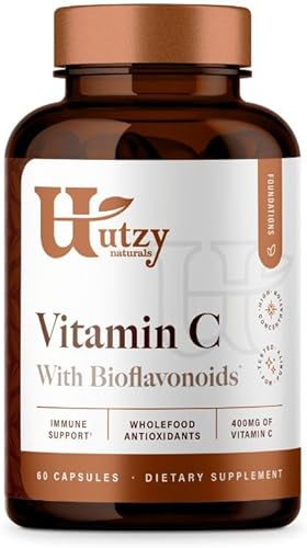 Utzy Naturals Complejo de vitamina C  400 mg de vitamina C con bioflavonoides de Acercola y cítricos  60 porciones