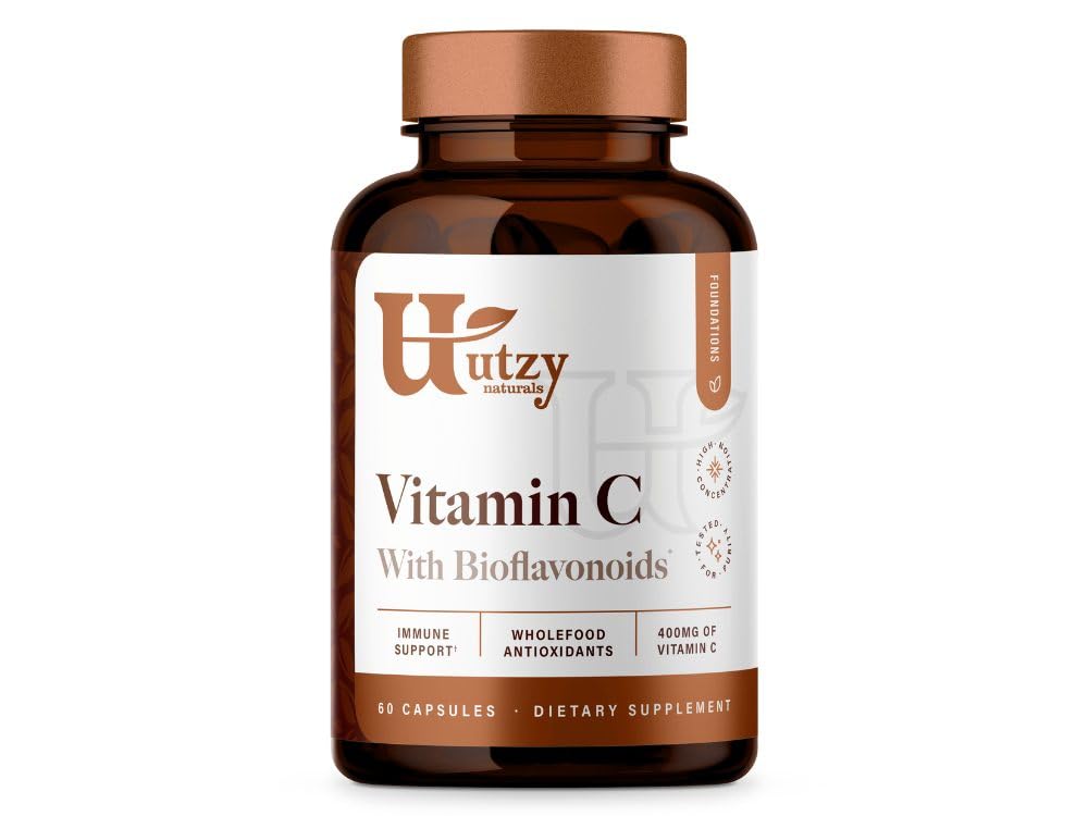 Utzy Naturals Vitamin C Complex | 400mg Vitamin C with Acercola & Citrus Bioflavonoids | 60 Capsules