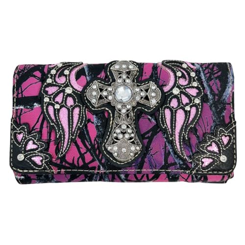 Western Camouflage Cross Wallet for Women - Camo Clutch Wristlet