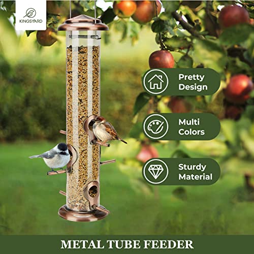 image for Kingsyard Metal Bird Feeders for Outdoor Hanging, Extra Thick Tube Bir