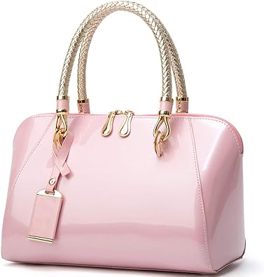 ZiMing Glossy Patent Leather Handbags for Women Top Handle Purse Satchel