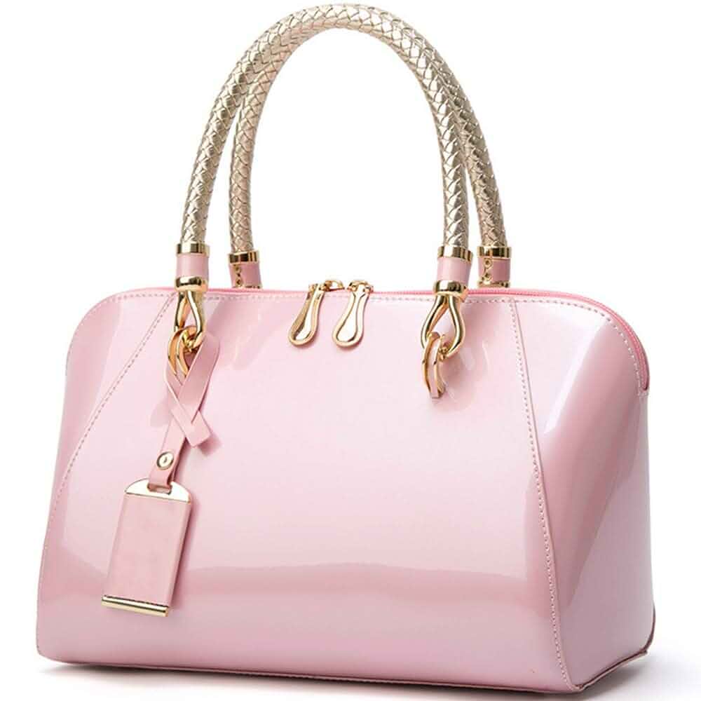 ZiMing Glossy Patent Leather Handbags for Women Top Handle Purse Satchel