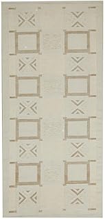 Rug & Kilim Scandinavian Rug in White & Beige-Brown Geometric Patterns