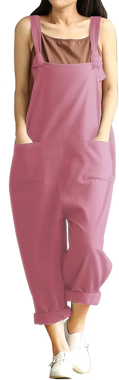 Lncropo Women's Plus Size Overalls Wide Leg Loose Baggy Jumpsuit Rompers