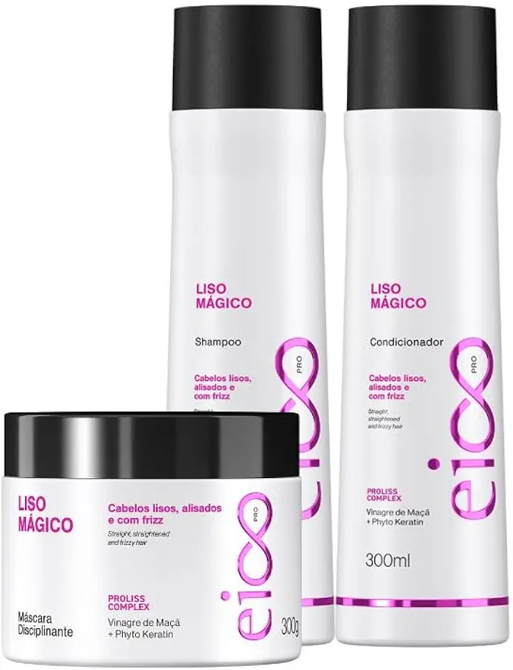 Liso Mágico Eico Professional Shampoo Condicionador e Máscara 300g