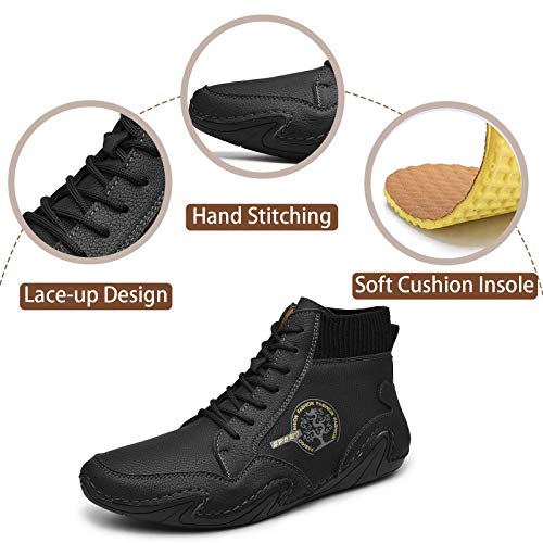 Mens Loafer Retro Leather Casual Oxford Shoes Handmade Comfort Moccasins Walking Business Work Office Dress Anti Slip Outdoor Summer Driving Boat Round Toe Slip on Shoe Wide Fit3