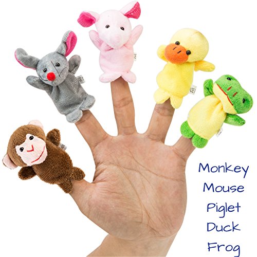 Finger Puppet Set (20-Piece), 6 Family Member and 14 Animal Finger Puppets Plush Toys - Great for Storytelling, Role-Playing, Teaching, Easter Eggs and Fun - Thumbnail 3
