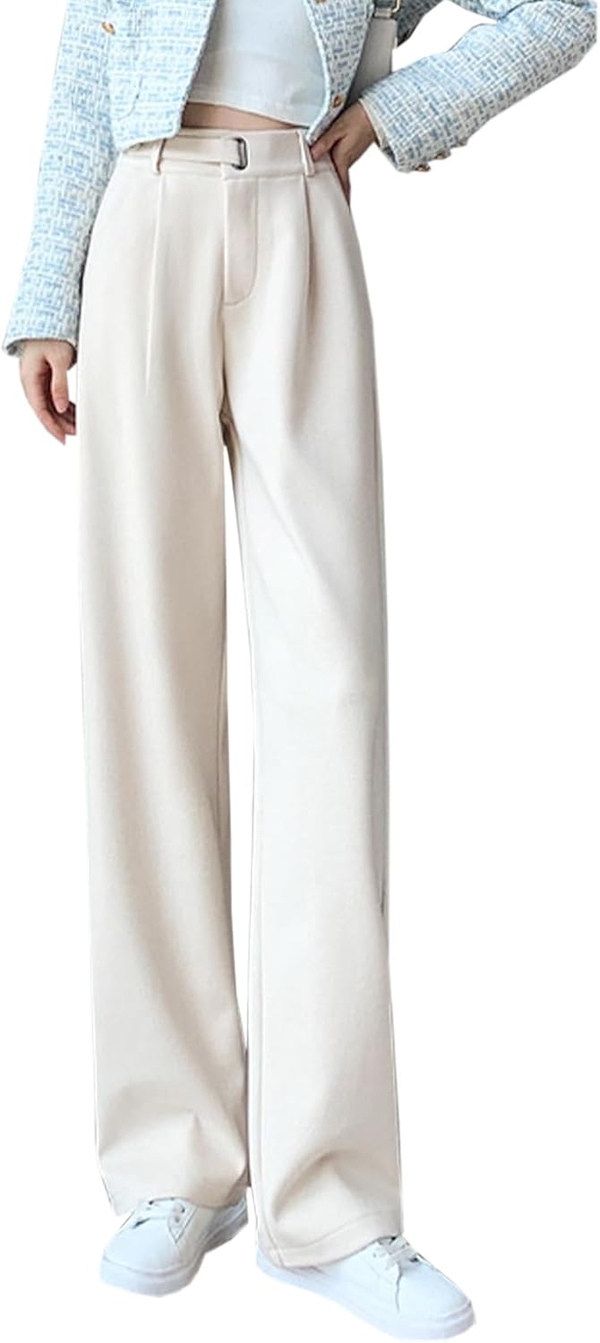 Betusline Womens Winter Wide Leg Dress Pants Work Thermal Warm Trousers, X-Small-XX-Large - Image 2