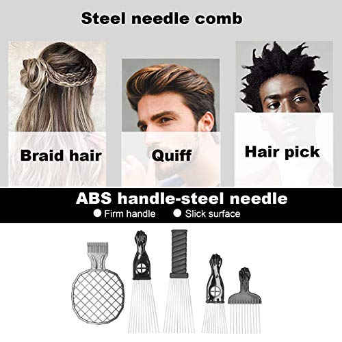 Set de 5 peines afro de acero inoxidable para cabello rizado miniatura 2
