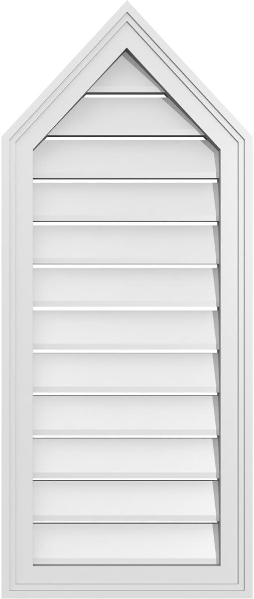 GVSPE16X3802SF-13 Peaked Top Brickmould Frame, Primed Tan Signature Series Surface Mount Gable Vents, 16-in. W x 38-in. H, Unfinished