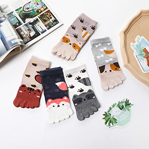 Calcetines de cinco dedos de algodón para niños con dibujos de animales pack de 5 5