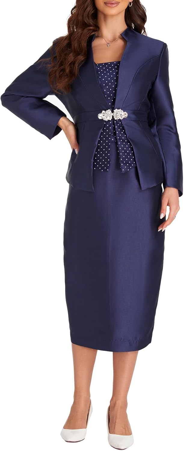 Women's Two Piece Dress Suit Mother's Gift Formal Occasion Party Elegant with Diamond Multi Craft Church Set