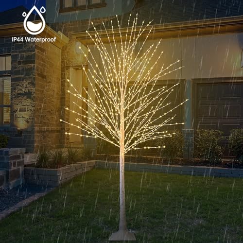 2Pack 6FT Lighted Birch Tree with 880 LED Warm White Lights, 8 Modes, Timer Remote Faux Prelit Twig Christmas Tree, Light Up Trees for Indoor Outdoor Xmas Holiday Party Decoration — view 5