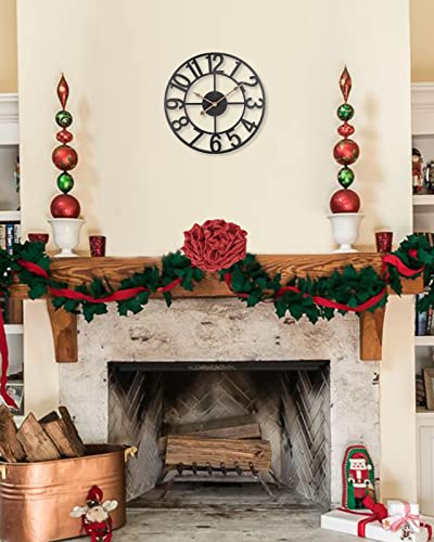 Wall Clocks For Living Room Decor, 14 Inch Silent Analog Battery Operated Wall Clock, Black Rustic Farmhouse Metal Wall Clock For Kitchen, Office, Bedroom #TOP1