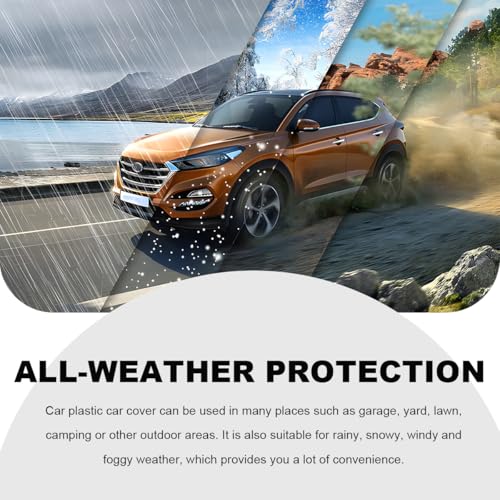 Image of 2 PCS Disposable Car Cover, Waterproof Clear Plastic Car Full Exterior Covers with Elastic Band, Universal Transparent Protective Cover for Cars SUVs, Car Accessories (XL)