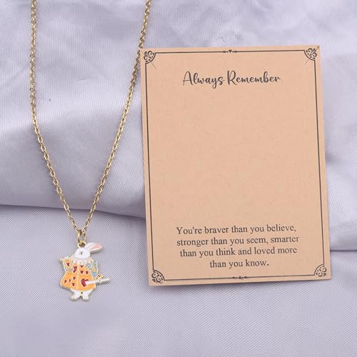 WUSUANED White Rabbit Necklace Fairytale Movie Gift Fairytale Rabbits Charm Jewelry Cartoon Rabbits Lover Gift (White Rabbit N) by WUSUANED - Used condition - Image 3