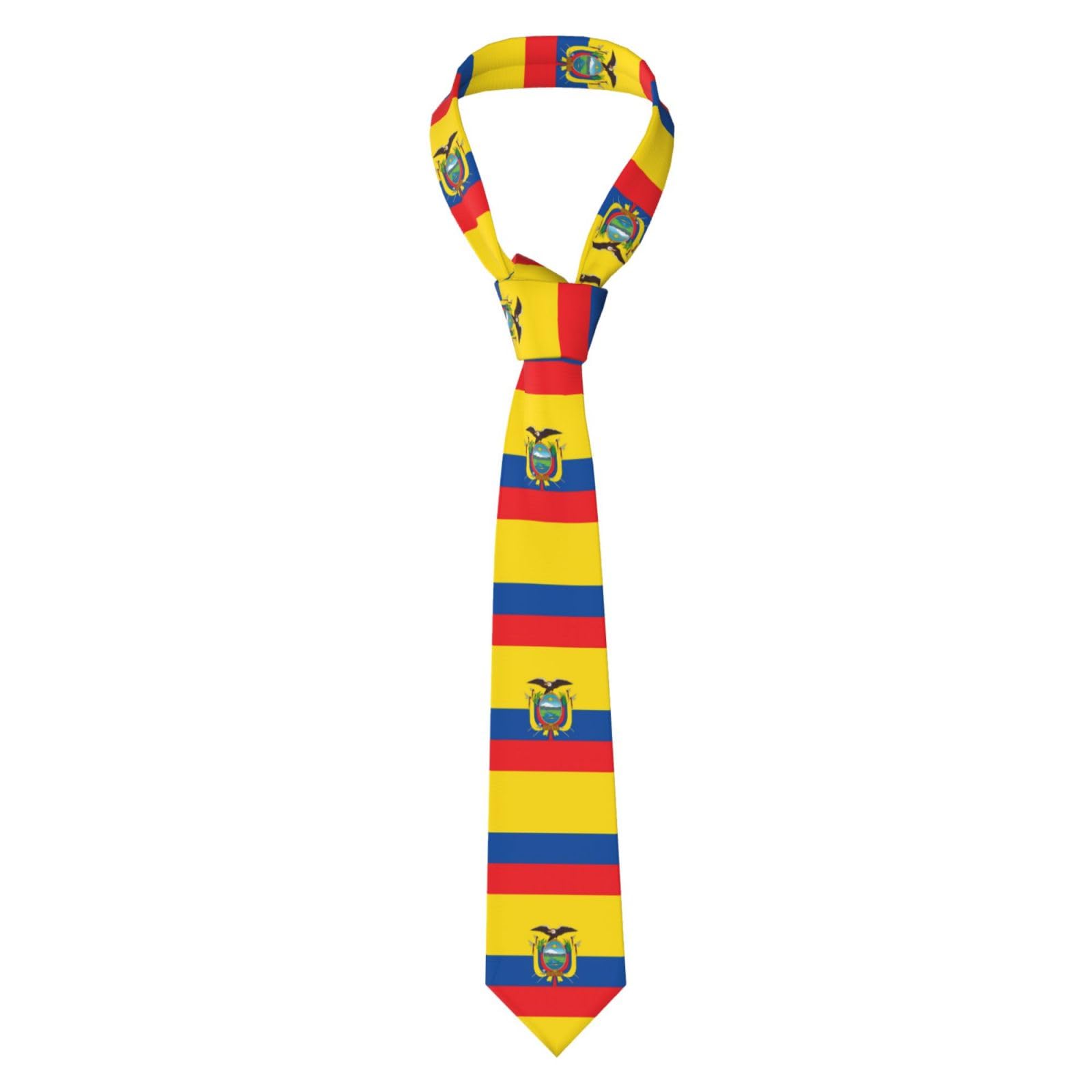 Dlxw Men's Black Flag Of Ecuador Printed Tie Business Formal Tie