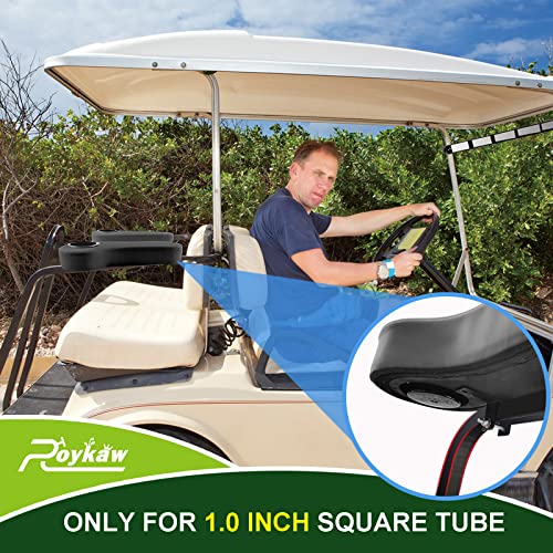 Roykaw Golf Cart Armrest With Cup Holder For Ezgo Club Car Yamaha - Upgrade Support Frame/No Drilling Required/Prevent Tilting - Black #TOP3