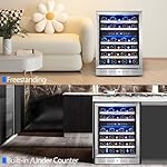 Kalamera 24 inch Wine Cooler, 46 Bottle - Dual Zone Built-in or Freestanding Fridge with Stainless Steel Reversible Glass Door, for Home, Kitchen, or Office. - Image 7