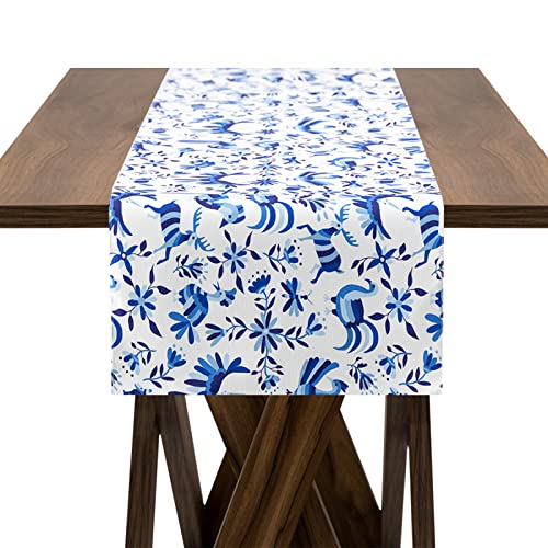 Opiniones y reviews de centro de lavado medidas , tabla con los diez mejores. 48 BILLU Camino de Mesa para Comedor, Tela Premium Repelente a Líquidos, Protección al Reverso y Estampado Brillante, Medida 45cm x 260cm (Mexicano Azul)