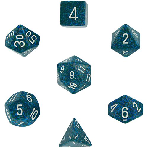 Polyhedral 7-Die Speckled Dice Set - Sea
