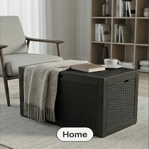 Image of The Artment Black StorraDeck 227 Ltr Storage Box - Waterproof, UV-Resistant Resin Deck Box with Lockable Lid for Indoor & Outdoor Multipurpose Use | Durable Storage for Balcony, Hall, Garden & Patio