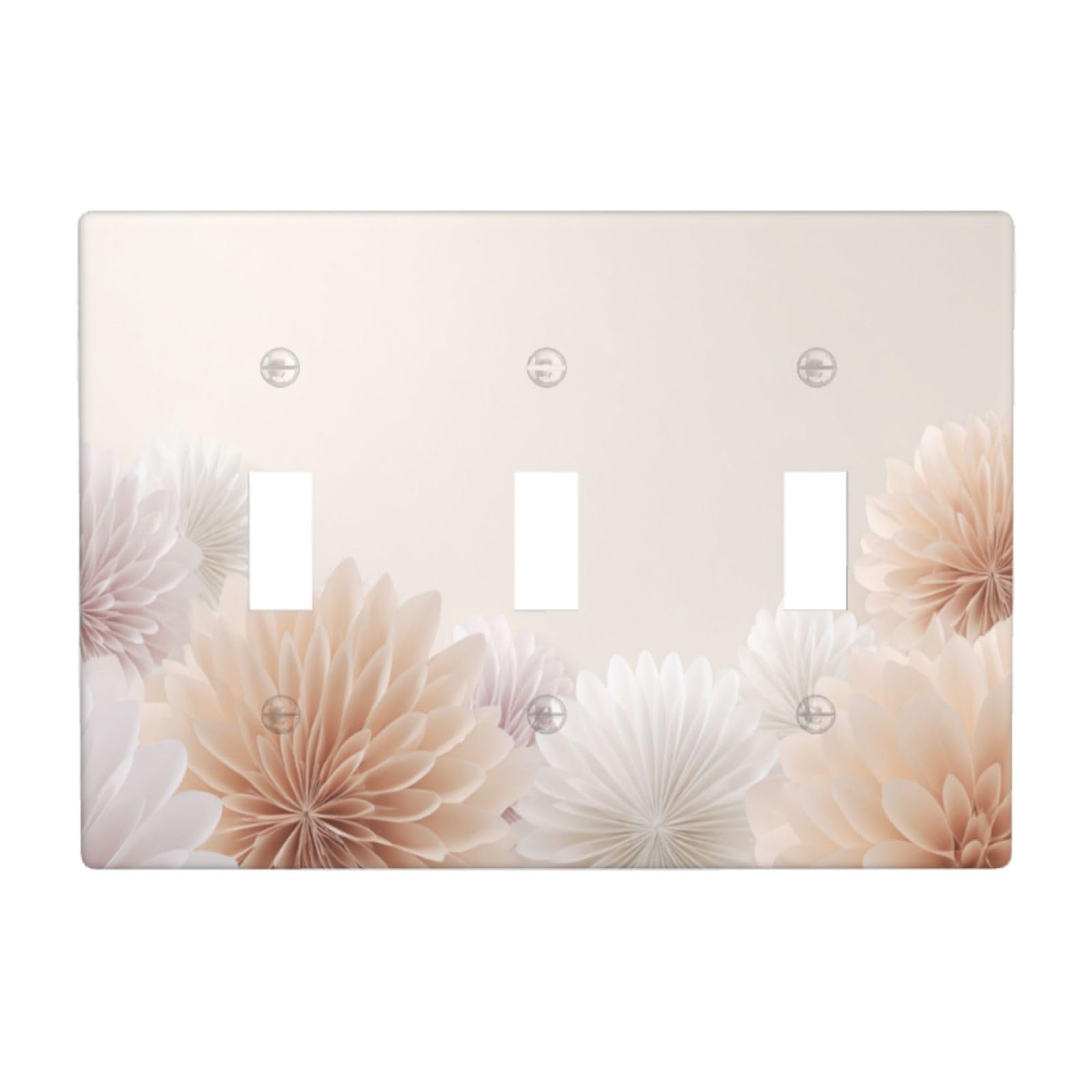 Subtle Paper Decorations Neutral Tones Light Switch Covers 3 Gang Triple Toggle Wall Plate Switchplate Electrical Faceplate for Bathroom Kitchen Bedroom Decor