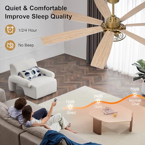 Image of 72 inch White and Gold Ceiling Fan with Lights Fandelier Ceiling Fan | Modern Caged Chandelier, Farmhouse Fandeliers with Lights and Remote for Living Room Indoor, Reversible DC Motor 6 Speeds