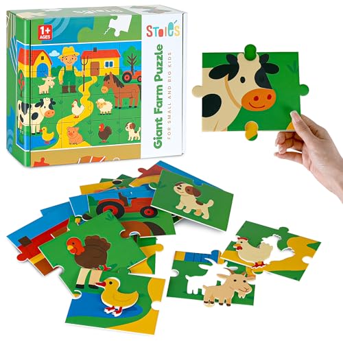 Rompecabezas Gigante de Suelo Stoie’s para Niños de 1–3 Años – Tema de Granja con 10 Animales – Fomenta la Motricidad Fina y el Pensamiento Lógico – Fabricado con Materiales Ecológicos y Duraderos