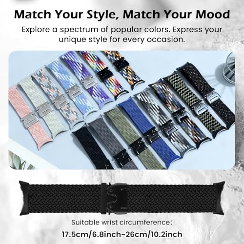 Image of Yeahxing Band for Pixel Watch 4 /3 /2 /1 Band - Stretchy Nylon Braided Bands for Google Pixel Watch 41mm 45mm, Fit 6.8-10.2 inch Adjustable Wristband with Parachute Buckle for Men Women