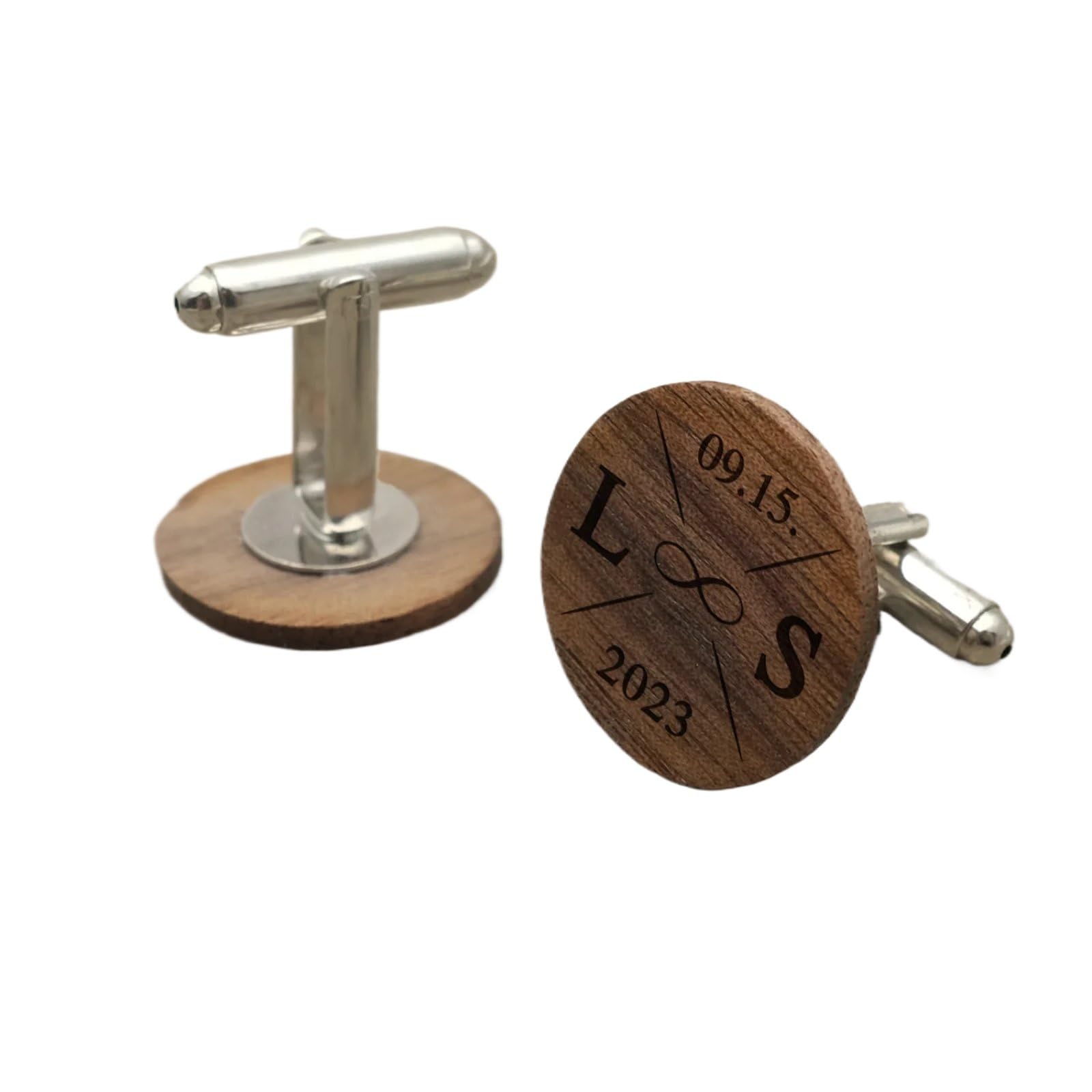 WIVCOMD Gemelos De Madera Personalizados,Hombres Gemelos Redondos Personalizados Camisas De Boda Gemelos Para El Padre Del Novio Novia Padrinos Boda Graduación Regalos Del Día Del Padre