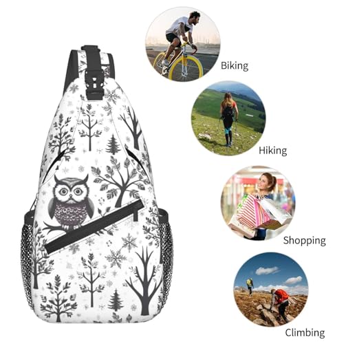 Mochila bandolera con estampado de ramas de búho miniatura 6