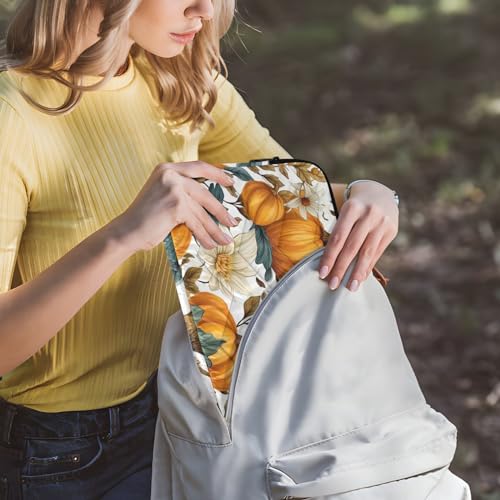 Funda para laptop 13-14 pulgadas con diseño blanco de flores de otoño miniatura 6