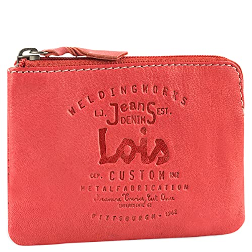 Lois - Monedero Piel para Hombre, Monederos Pequeños, Portamonedas y Monedero de Piel Hombre. RFID, Rojo