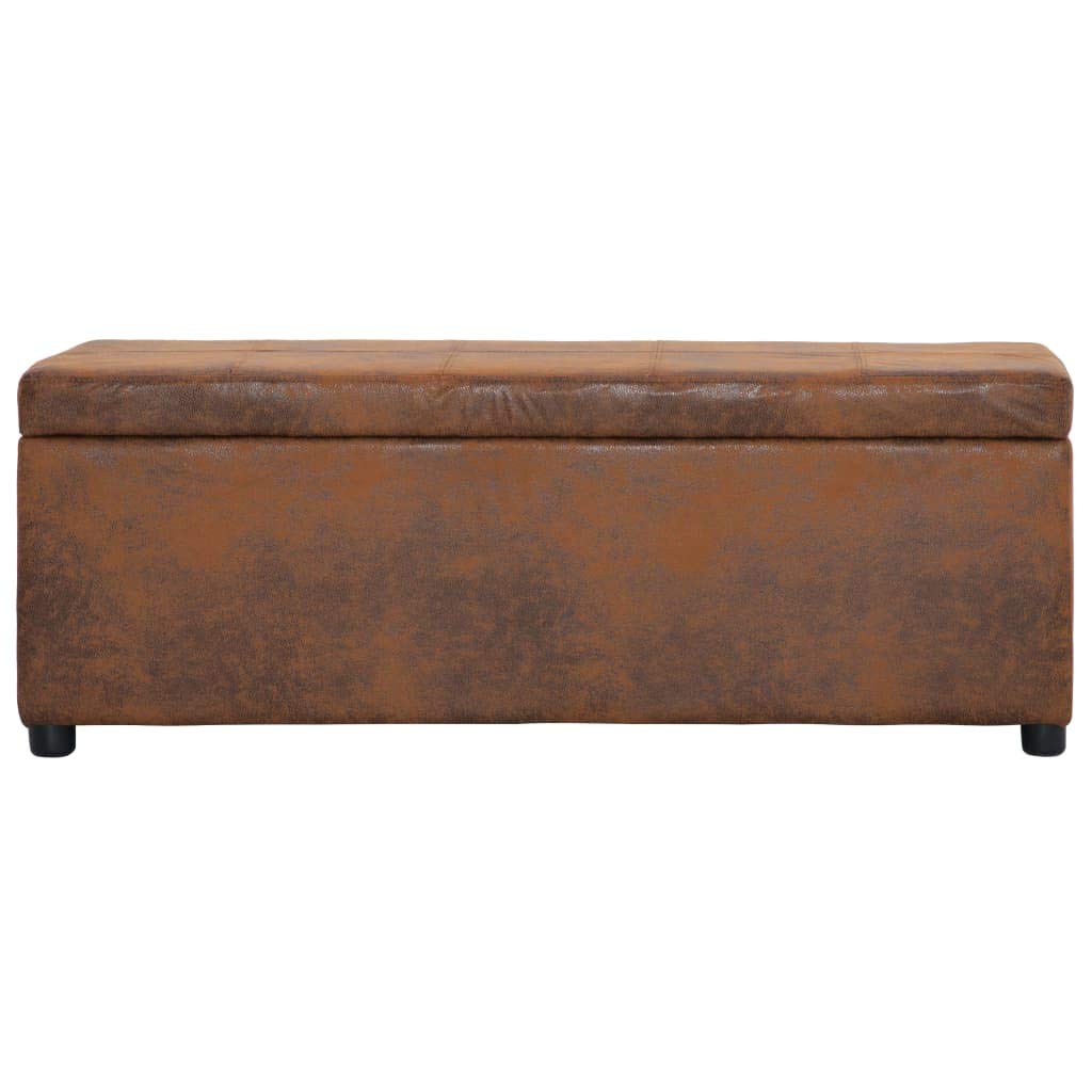 Banc de rangement 116 cm en daim marron pour entrée et bout de lit de chambre