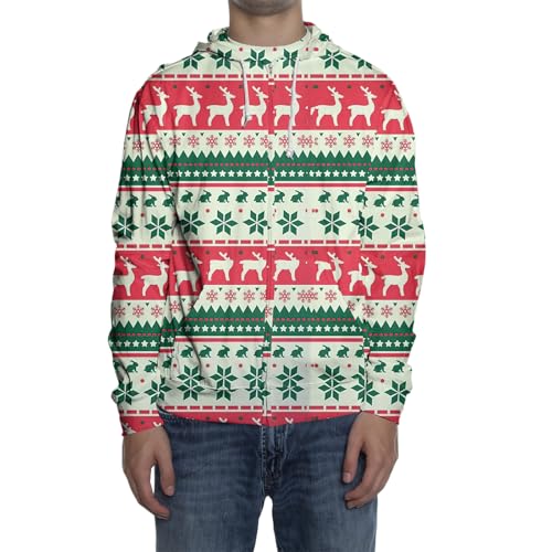 Men's Christmas Zip Up Hoodies Funny Drawstring Pullover Hoodie with Pocket2