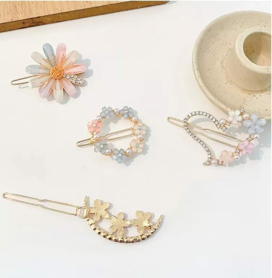 Rubela 4 pcs hair clips Korean Fancy Bling lady girls women kids hair accessories set