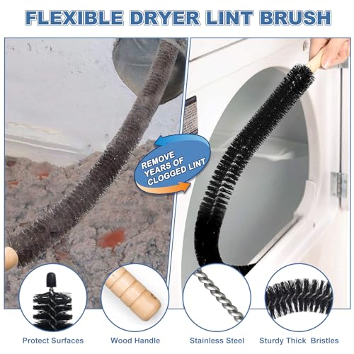 PetOde 2 Pieces Dryer Vent Cleaner Kit Compatible with Most Vacuum Cleaner, Dryer Lint Brush and Vacuum Hose Attachment with Universal Connector, Quickly Lint Remover by PetOde - Image 5