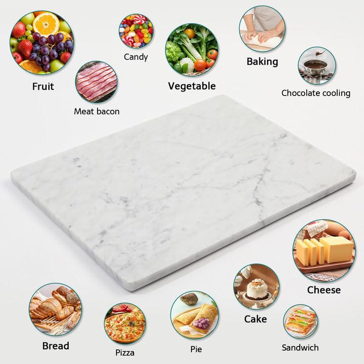 Tabla de cortar rectangular de mármol blanco Carrara 16x12 pulg miniatura 6