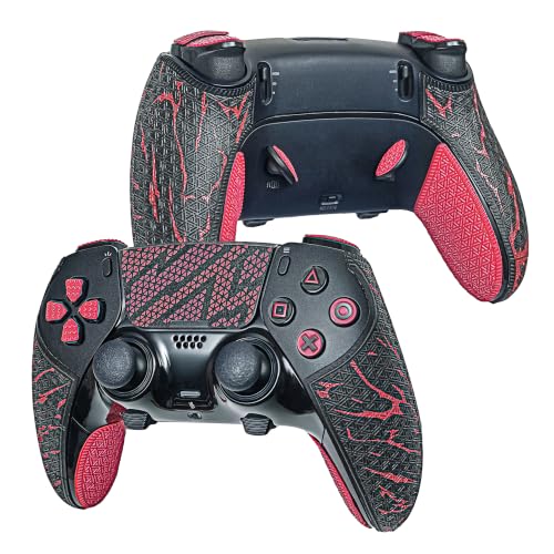 Controller Grips for PS5 DualSense Edge,Skin kit,Anti-Skid, Multi-Texture,Sweat Absorption,Pre-Cut Grips Tape,by SHADOW BOOLT (Black &amp; Red, for DualSense Edge (Upgraded Version 2.0))