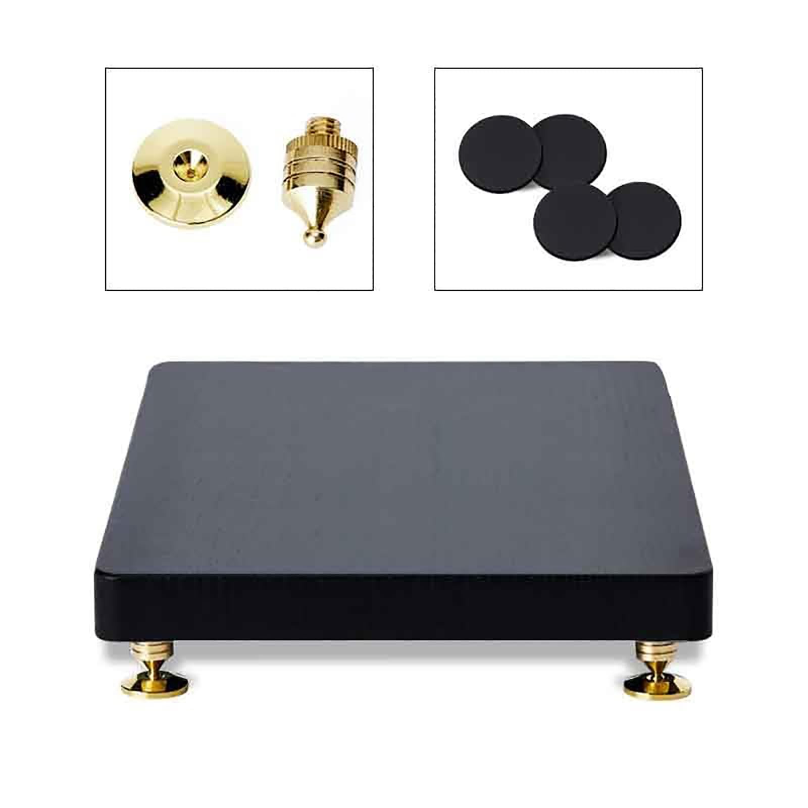 Soporte de altavoz de pie con almohadilla de absorción de golpes de audio para subwoofer y bandeja antivibración de picos de cobre puro para mejorar la calidad de sonido y estabilidad