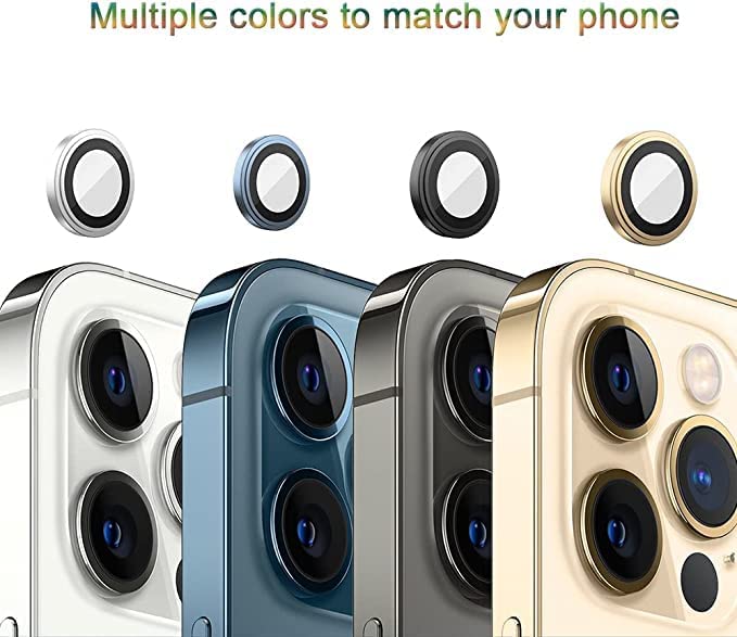 Image of Camera Lens Protector For iPhone 13 Pro & For iPhone 13 Pro Max 2022, High Clear Tempered Glass Screen Cover Aluminum Alloy Ring Case (Blue)