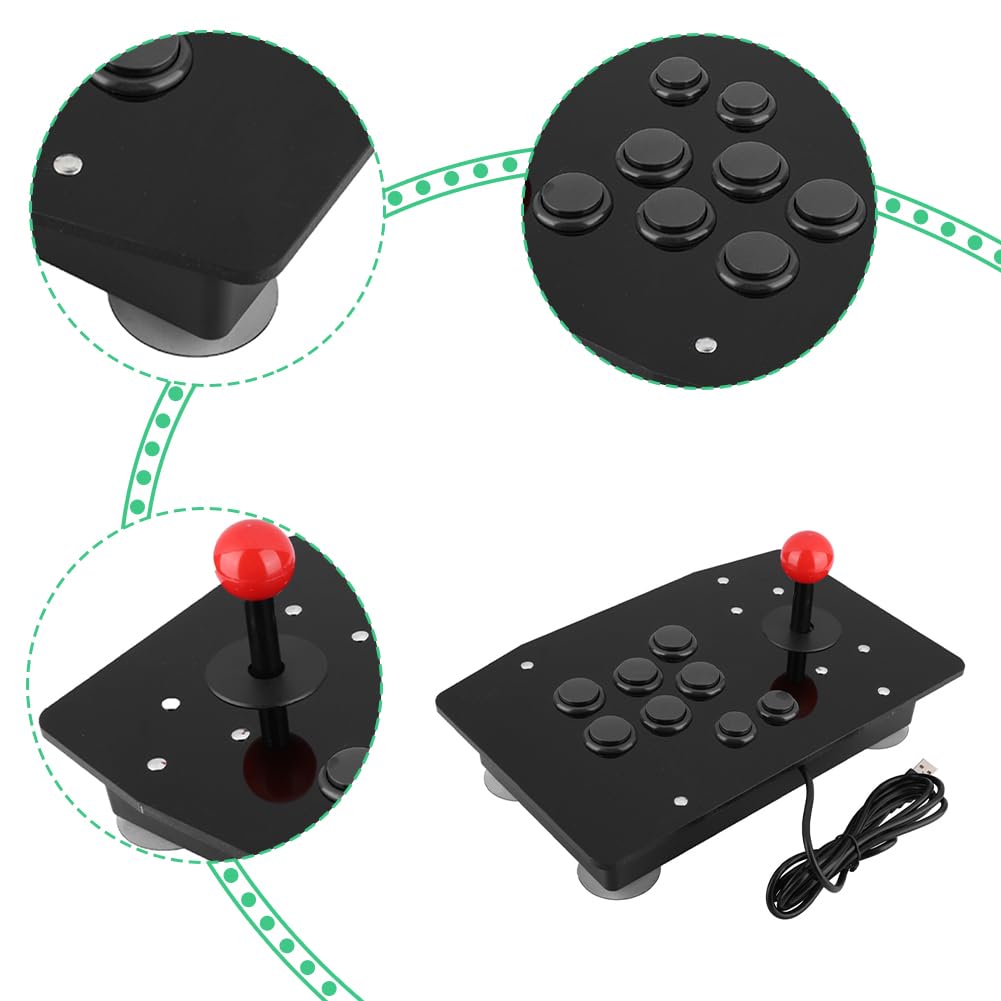 Joyzan Arcade Stick, Joystick Arcade da Gioco a 8 Pulsanti Fighting Street Rocker Fighter Maniglia Fisso Grande Pannello Maniglia Rotazione Controller Parti Ricambio Stile Competizio 29,6x19,7x11,5cm