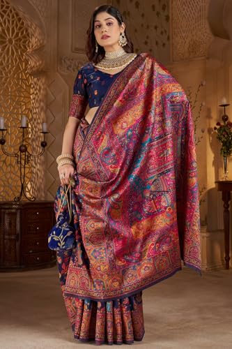 Image of SGF11 Women's Kanjivaram Pure Soft Silk Saree With Unstitched Blouse Piece