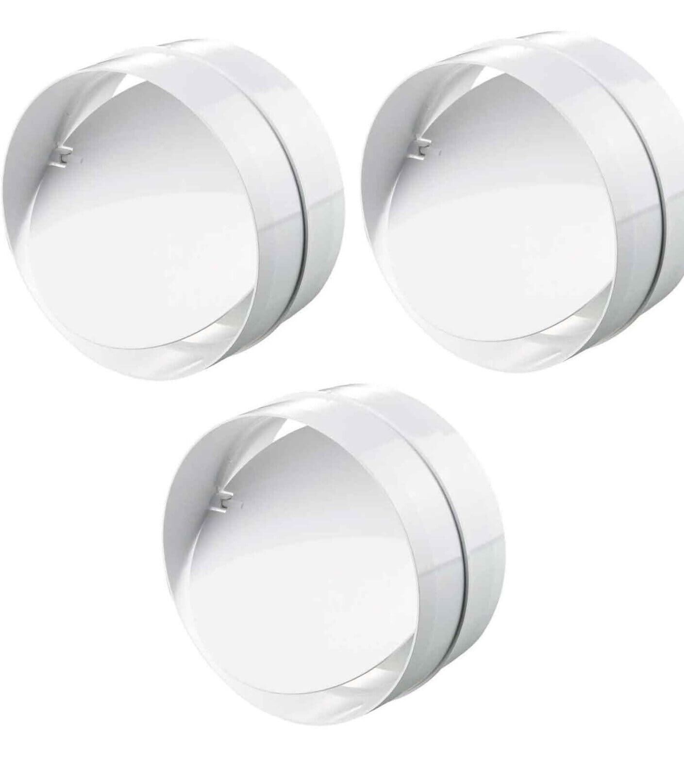 Pack of 3 Connector with Backdraught Shutter 100mm - 4 inch Non-Return Damper Flap to Connect Duct Pipe or Flexible Ducting Hose