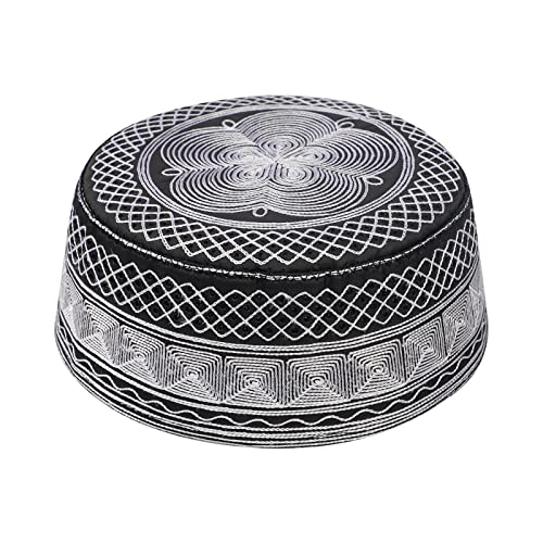 Image of Men Muslim Prayer Kufi Hat Prayer Headwear Cap Islamic Beanie Skull Cap Embroidery Kofia Topi Sun Hat
