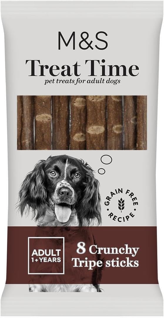 M&S Treat Time Crunchy Tripe Sticks, Adult Dog Treats, Grain Free, 48g, Pack of 4X